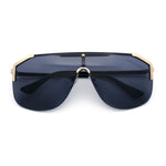 Oversized Shield Rectangular Rimless Metal Frame Racer Sunglasses