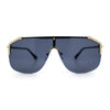 Oversized Shield Rectangular Rimless Metal Frame Racer Sunglasses