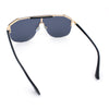 Oversized Shield Rectangular Rimless Metal Frame Racer Sunglasses
