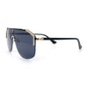 Oversized Shield Rectangular Rimless Metal Frame Racer Sunglasses