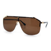 Oversized Shield Rectangular Rimless Metal Frame Racer Sunglasses