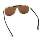 Oversized Shield Rectangular Rimless Metal Frame Racer Sunglasses