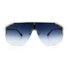 Oversized Shield Rectangular Rimless Metal Frame Racer Sunglasses