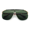 Oversized Shield Rectangular Rimless Metal Frame Racer Sunglasses