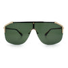 Oversized Shield Rectangular Rimless Metal Frame Racer Sunglasses