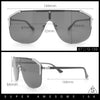 Oversized Shield Rectangular Rimless Metal Frame Racer Sunglasses