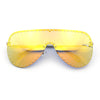 Womens Metal Studded Rimless Oversized Shield Flat Top Racer Sunglasses