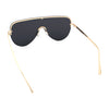 Womens Metal Studded Rimless Oversized Shield Flat Top Racer Sunglasses