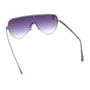 Womens Metal Studded Rimless Oversized Shield Flat Top Racer Sunglasses