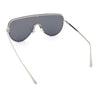 Womens Metal Studded Rimless Oversized Shield Flat Top Racer Sunglasses