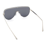 Womens Metal Studded Rimless Oversized Shield Flat Top Racer Sunglasses