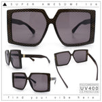 Womens Oversized Rectangular Butterfly Luxury Chic Plastic Sunglasses