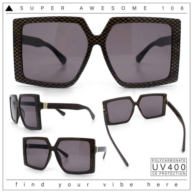 Womens Oversized Rectangular Butterfly Luxury Chic Plastic Sunglasses