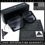 Womens Oversized Rectangular Butterfly Luxury Chic Plastic Sunglasses