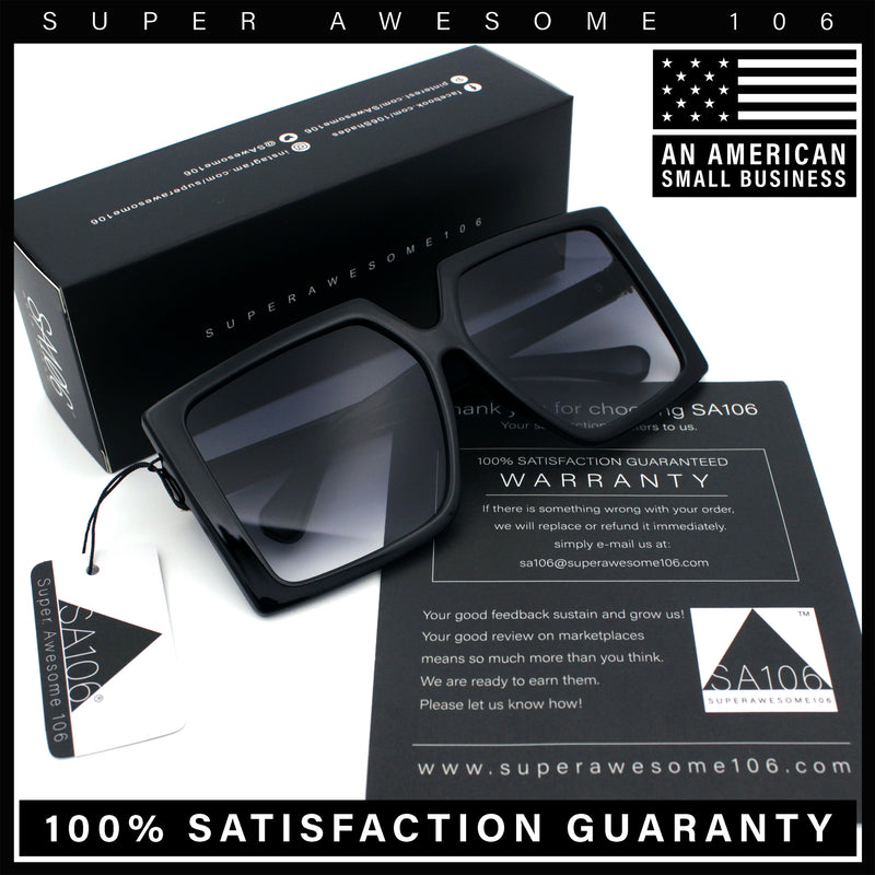 Womens Oversized Rectangular Butterfly Luxury Chic Plastic Sunglasses