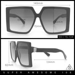 Womens Oversized Rectangular Butterfly Luxury Chic Plastic Sunglasses