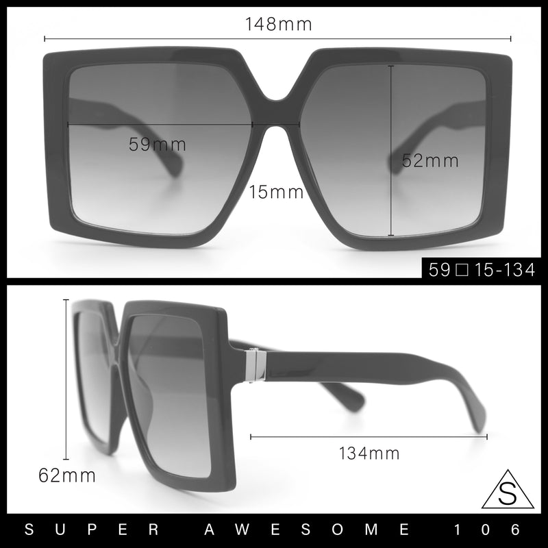 Womens Oversized Rectangular Butterfly Luxury Chic Plastic Sunglasses