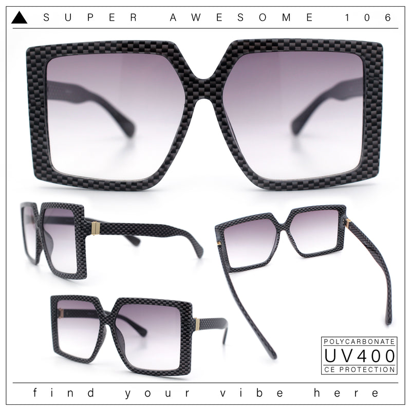 Womens Oversized Rectangular Butterfly Luxury Chic Plastic Sunglasses