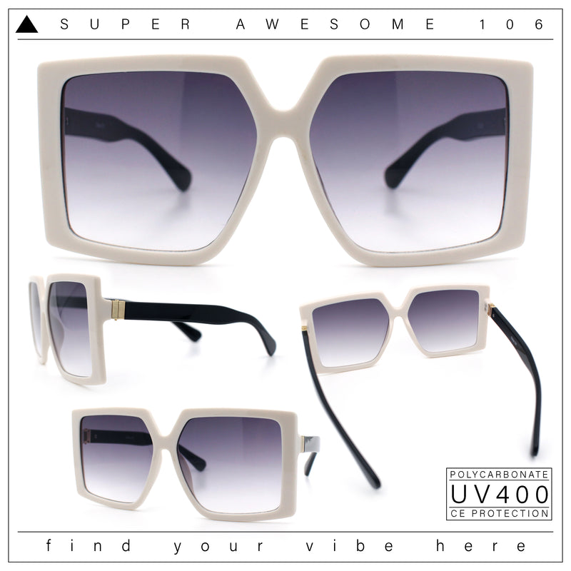 Womens Oversized Rectangular Butterfly Luxury Chic Plastic Sunglasses