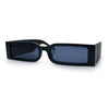 Squared Narrow Rectangle Plastic Thick Temple Slick Minimalist Sunglasses