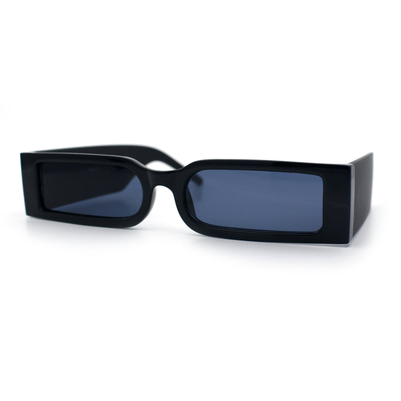 Squared Narrow Rectangle Plastic Thick Temple Slick Minimalist Sunglasses