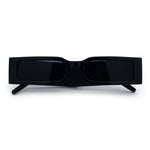 Squared Narrow Rectangle Plastic Thick Temple Slick Minimalist Sunglasses