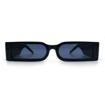 Squared Narrow Rectangle Plastic Thick Temple Slick Minimalist Sunglasses