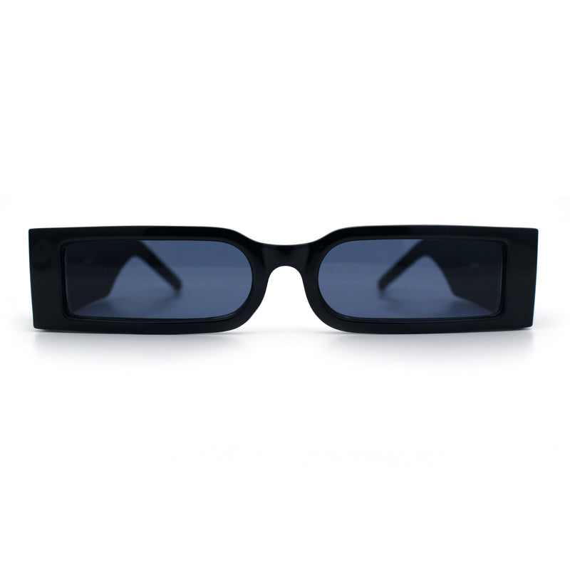 Squared Narrow Rectangle Plastic Thick Temple Slick Minimalist Sunglasses