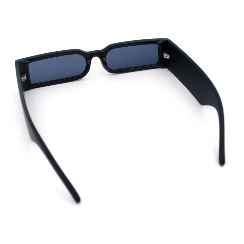 Squared Narrow Rectangle Plastic Thick Temple Slick Minimalist Sunglasses