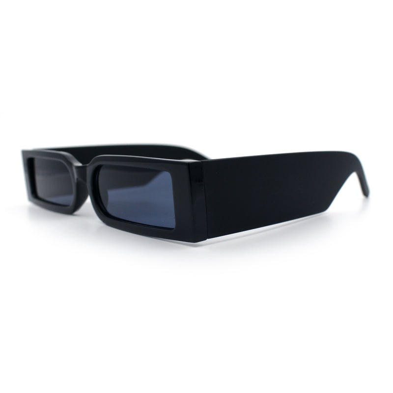 Squared Narrow Rectangle Plastic Thick Temple Slick Minimalist Sunglasses