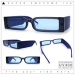 Squared Narrow Rectangle Plastic Thick Temple Slick Minimalist Sunglasses