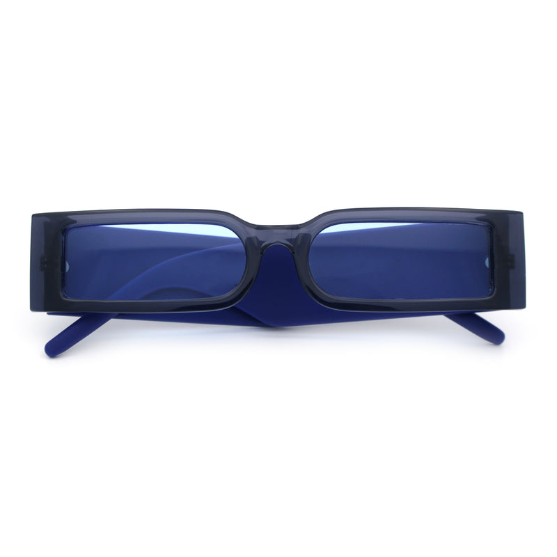 Squared Narrow Rectangle Plastic Thick Temple Slick Minimalist Sunglasses