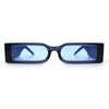 Squared Narrow Rectangle Plastic Thick Temple Slick Minimalist Sunglasses