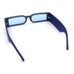 Squared Narrow Rectangle Plastic Thick Temple Slick Minimalist Sunglasses