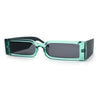Squared Narrow Rectangle Plastic Thick Temple Slick Minimalist Sunglasses