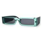 Squared Narrow Rectangle Plastic Thick Temple Slick Minimalist Sunglasses