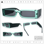 Squared Narrow Rectangle Plastic Thick Temple Slick Minimalist Sunglasses