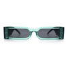Squared Narrow Rectangle Plastic Thick Temple Slick Minimalist Sunglasses