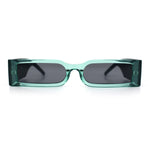 Squared Narrow Rectangle Plastic Thick Temple Slick Minimalist Sunglasses