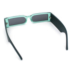 Squared Narrow Rectangle Plastic Thick Temple Slick Minimalist Sunglasses