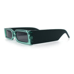 Squared Narrow Rectangle Plastic Thick Temple Slick Minimalist Sunglasses