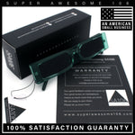 Squared Narrow Rectangle Plastic Thick Temple Slick Minimalist Sunglasses