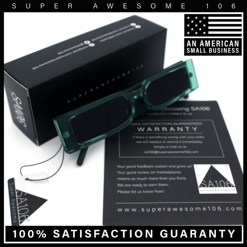 Squared Narrow Rectangle Plastic Thick Temple Slick Minimalist Sunglasses