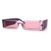 Squared Narrow Rectangle Plastic Thick Temple Slick Minimalist Sunglasses