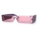 Squared Narrow Rectangle Plastic Thick Temple Slick Minimalist Sunglasses