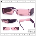 Squared Narrow Rectangle Plastic Thick Temple Slick Minimalist Sunglasses