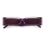 Squared Narrow Rectangle Plastic Thick Temple Slick Minimalist Sunglasses
