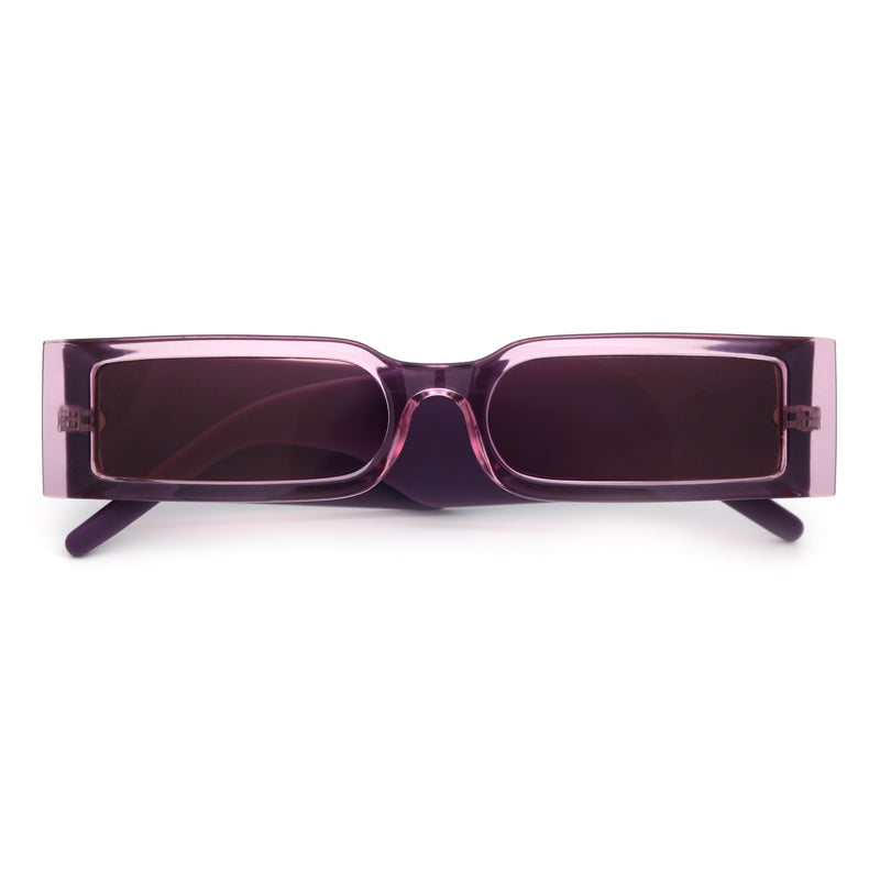 Squared Narrow Rectangle Plastic Thick Temple Slick Minimalist Sunglasses