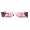Squared Narrow Rectangle Plastic Thick Temple Slick Minimalist Sunglasses