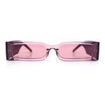 Squared Narrow Rectangle Plastic Thick Temple Slick Minimalist Sunglasses
